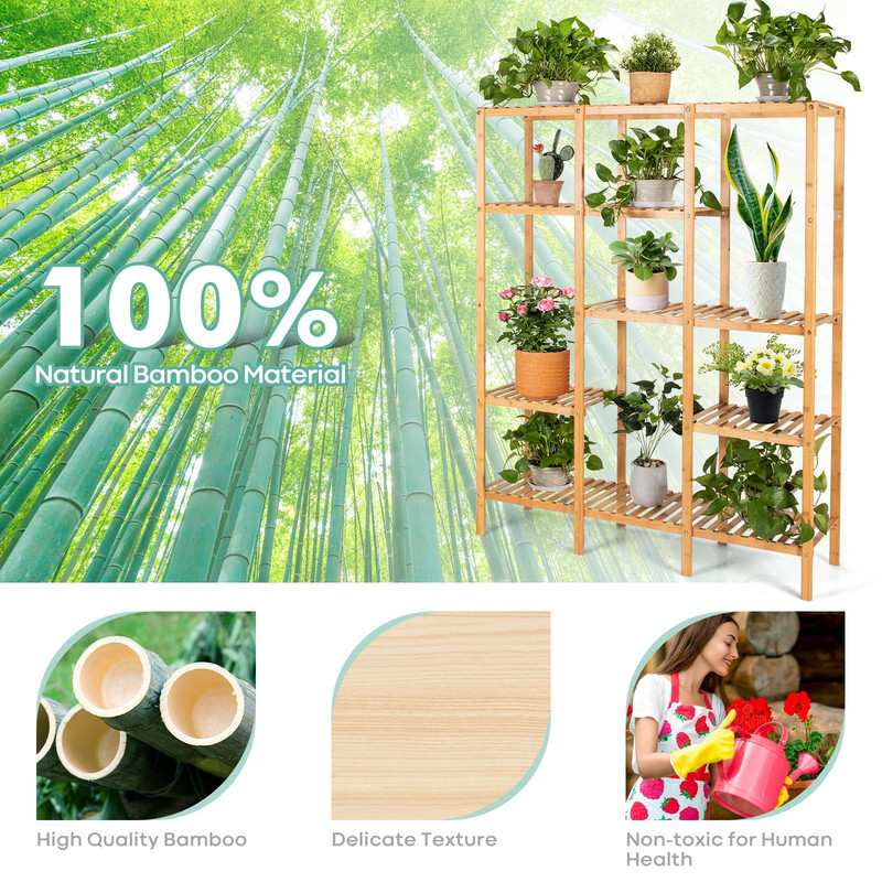 Bamboo Shelf Organizer Rack Multifunctional Storage Unit For Home  Office 5