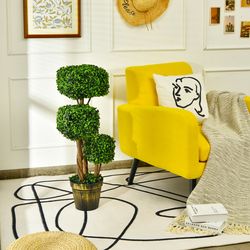 uv protected artificial boxwood topiary, 36 inch faux tree for indoor & outdoor decoration