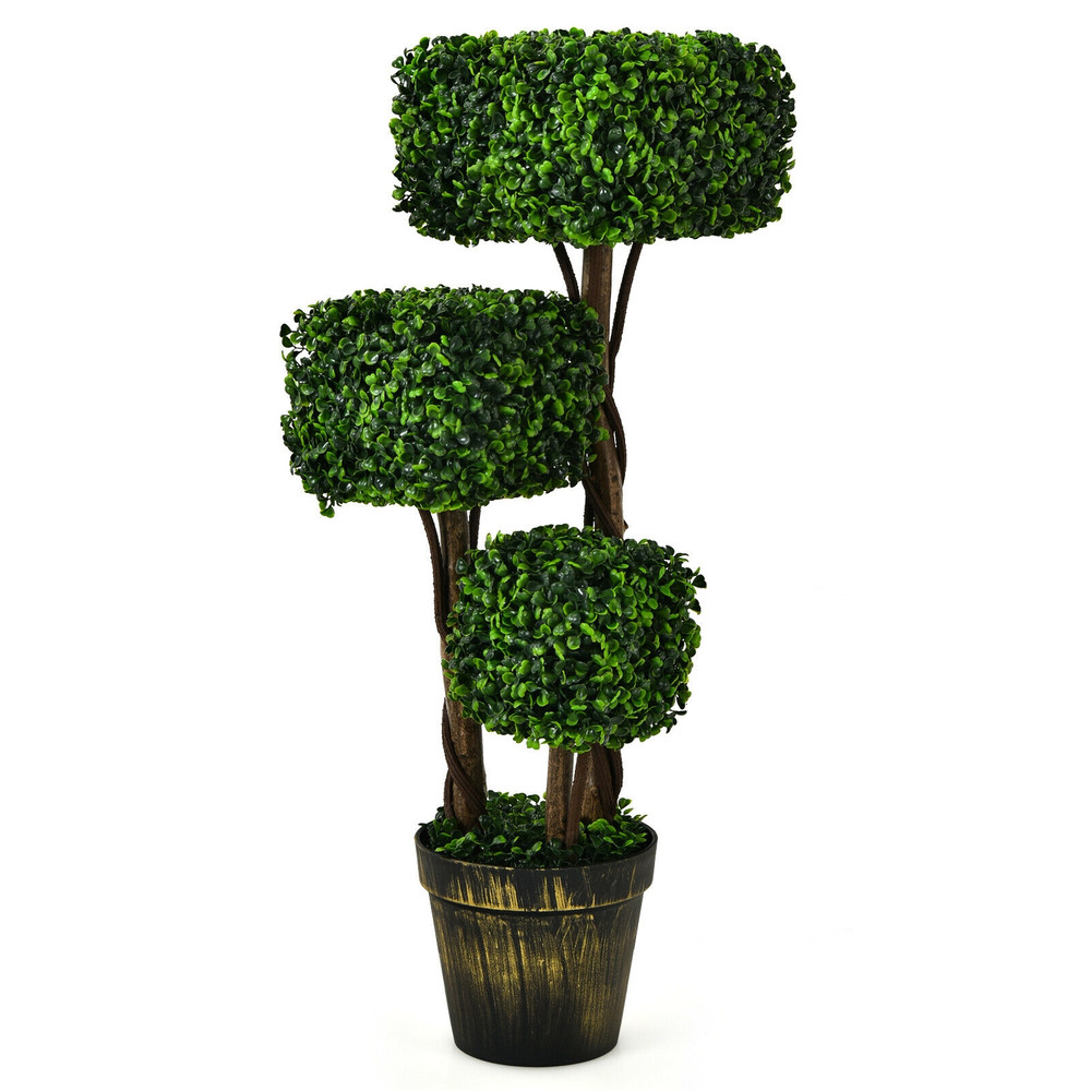 UV Protected Artificial Boxwood Topiary 36 Inch Faux Tree For Indoor  Outdoor Decoration 5