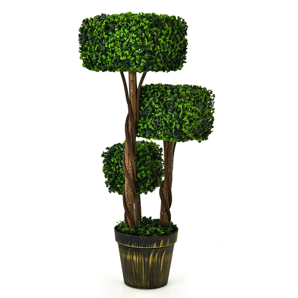 UV Protected Artificial Boxwood Topiary 36 Inch Faux Tree For Indoor  Outdoor Decoration 6
