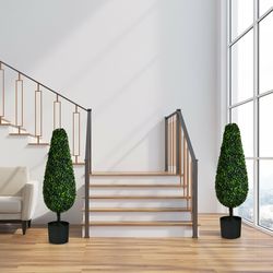 uv-resistant artificial topiary trees (2 pack, 3 feet), indoor & outdoor tower decor