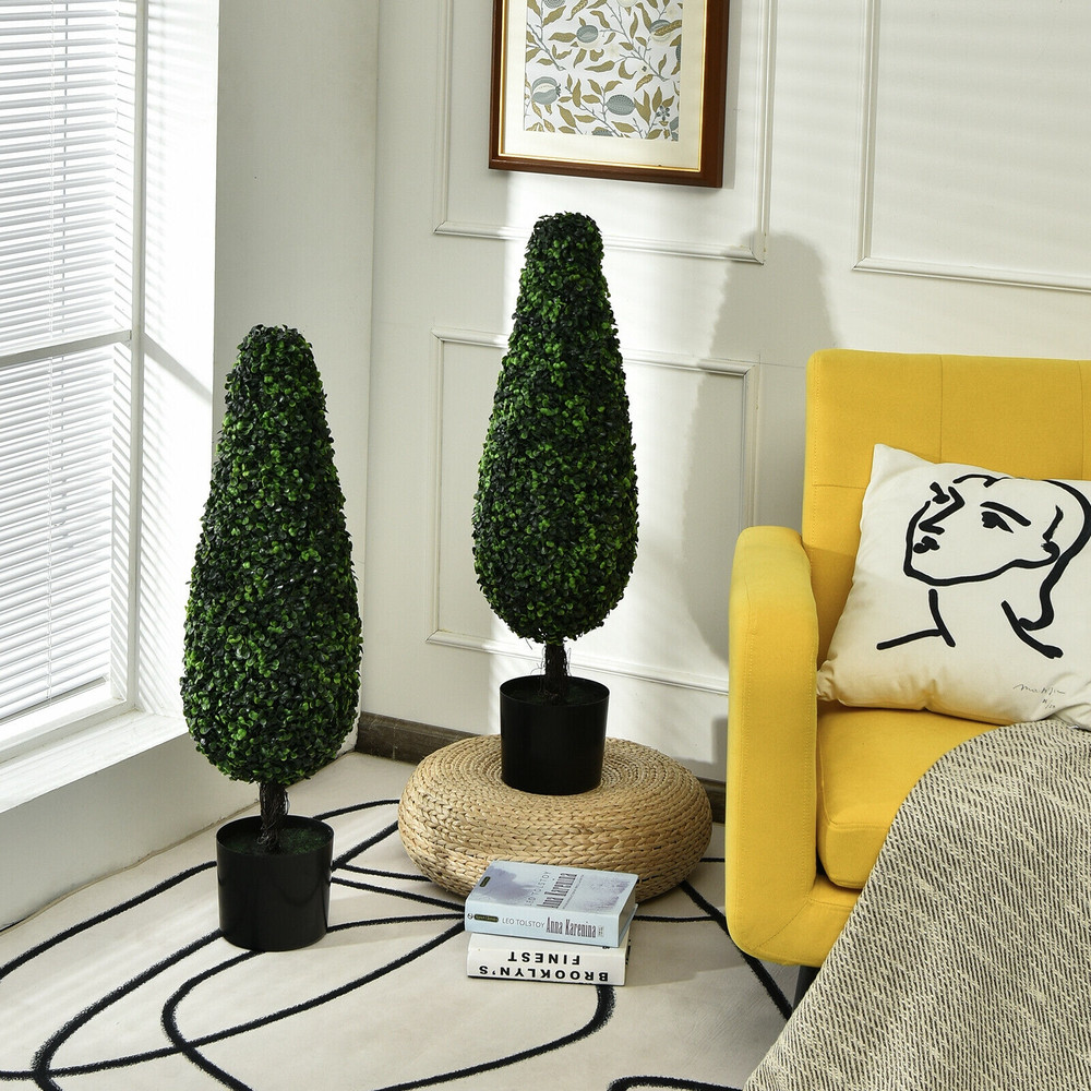 UVResistant Artificial Topiary Trees 2 Pack 3 Feet Indoor  Outdoor Tower Decor 7