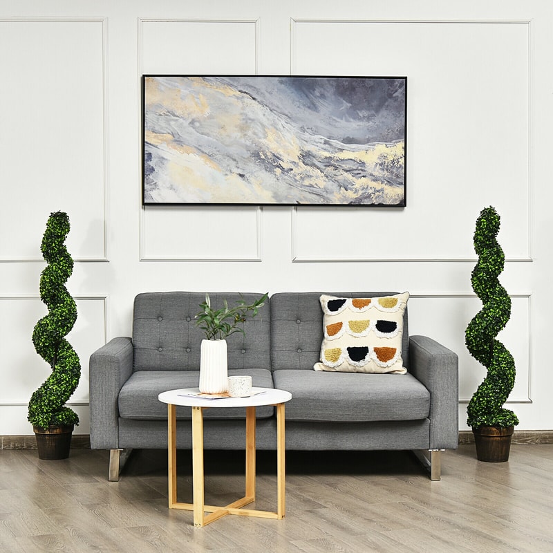 Artificial Spiral Boxwood Topiary 2 Pack 4 Feet Faux Plants For Indoor Outdoor Decor 1