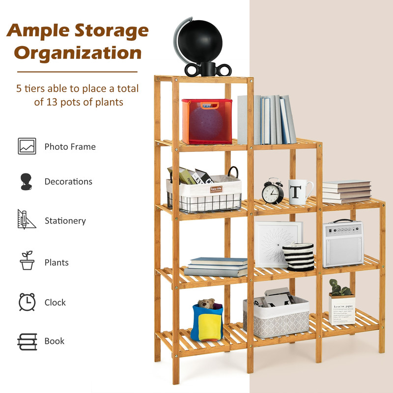 Sturdy Bamboo Shelf Organizer Multifunctional Display Rack With 9 Lattices For Stylish Storage 2