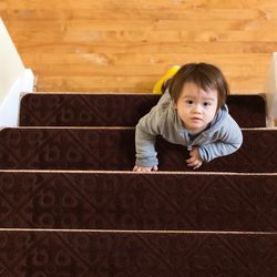 non-slip stair mats for wooden steps, 15-piece set with anti-skid backing, easy to install