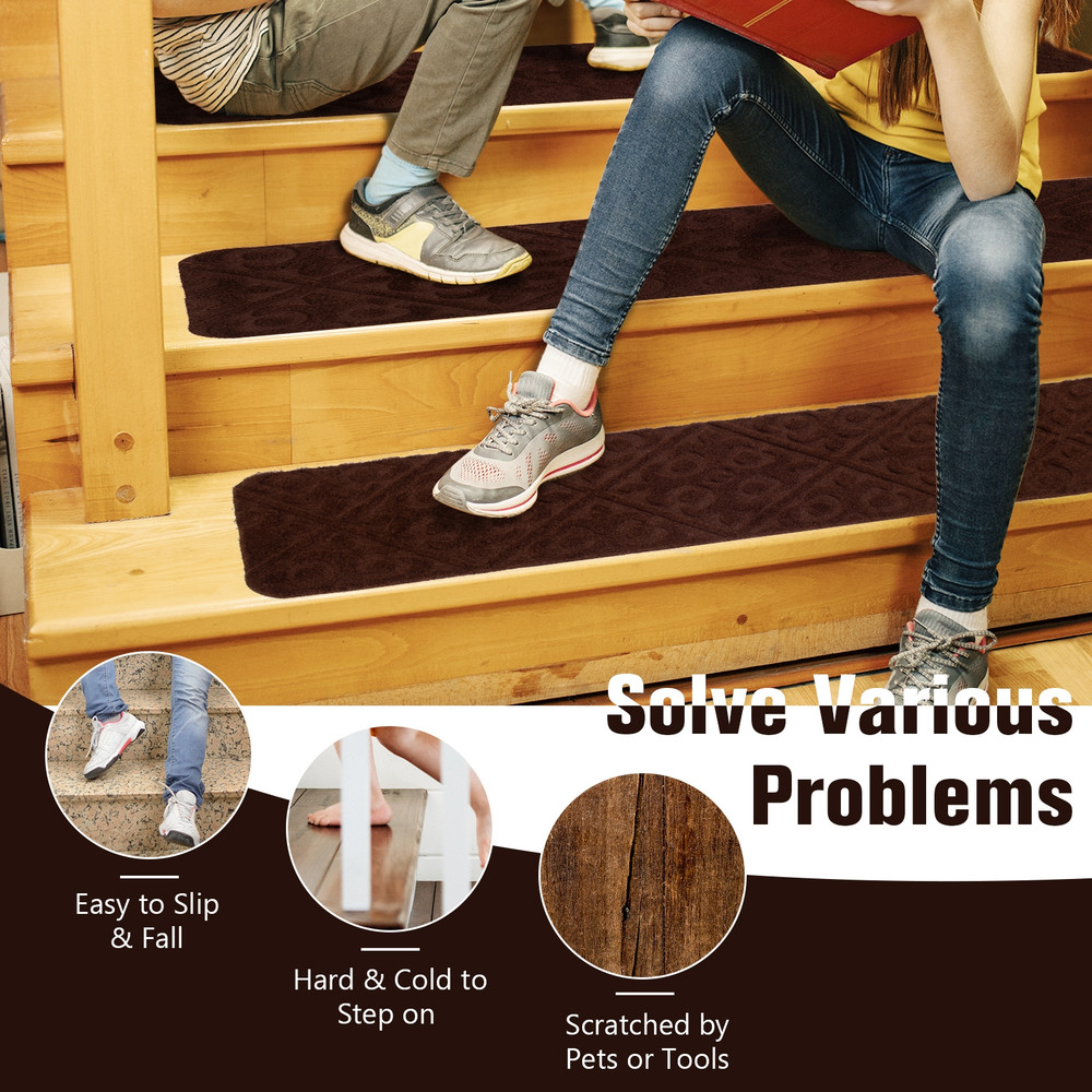NonSlip Stair Mats For Wooden Steps 15Piece Set With AntiSkid Backing Easy To Install 3