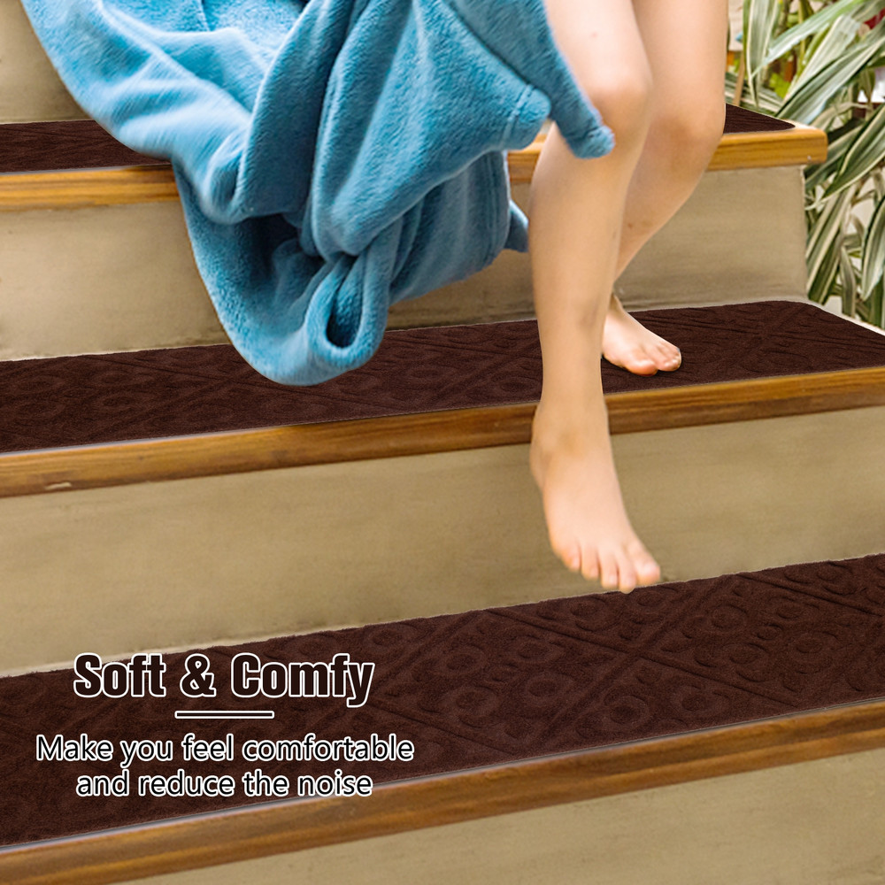 NonSlip Stair Mats For Wooden Steps 15Piece Set With AntiSkid Backing Easy To Install 2