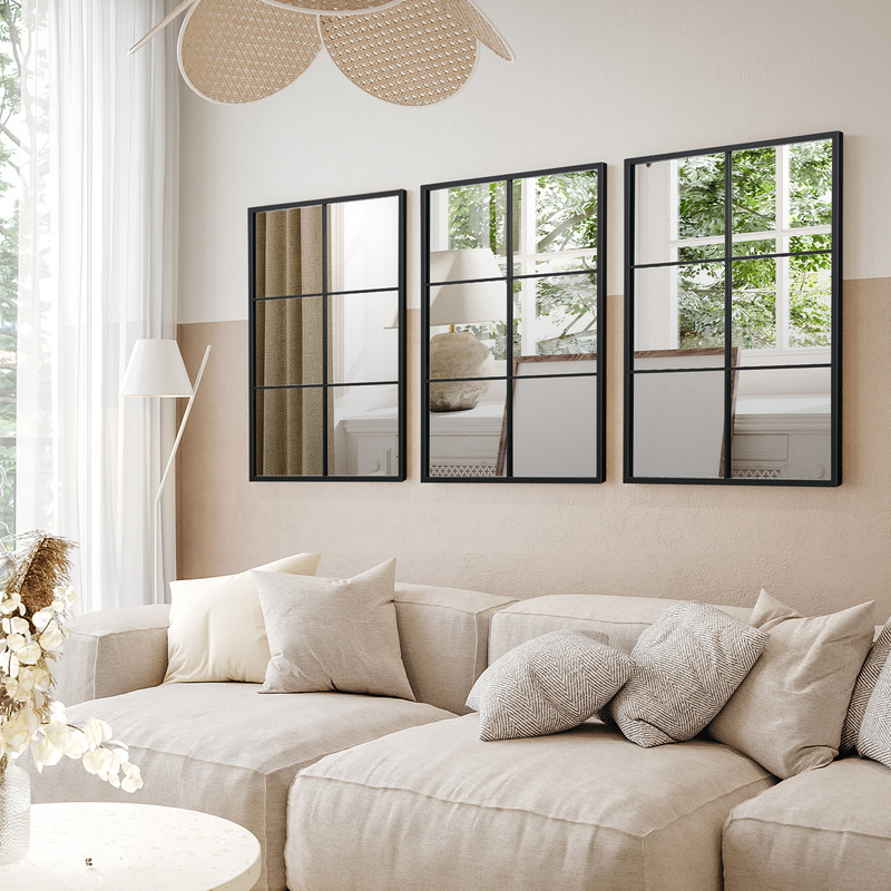 Modern 3Layered Metal Frame Decorative Wall Mirror Ideal For Living Room Dining Spaces 1