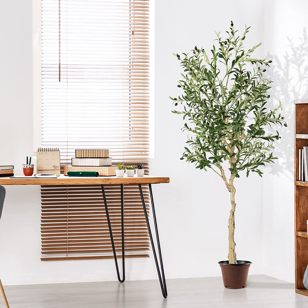 Realistic 6 Ft Faux Olive Tree In Cement Planter Perfect For Home Office  Gifting 0