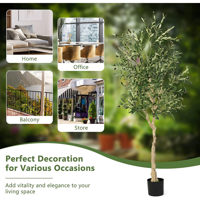Realistic 6 Ft Faux Olive Tree In Cement Planter Perfect For Home Office  Gifting 6