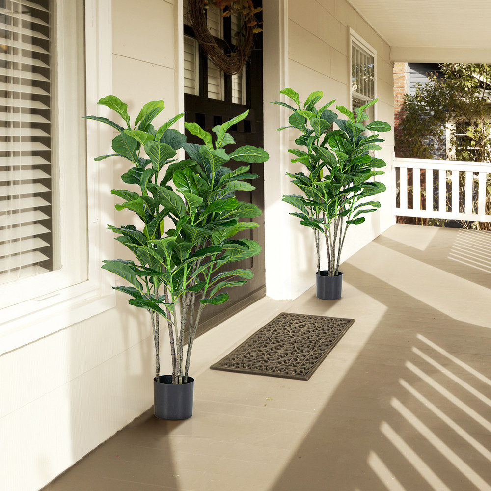 Artificial Fiddle Leaf Fig Tree 2Pack 51 Inch Perfect For Indoor  Outdoor Use 2