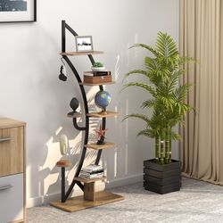 6-tier 9 potted metal plant stand holder, display shelf with hook for indoor & outdoor use