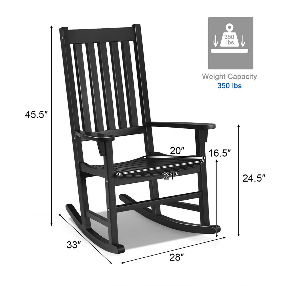Premium Wooden Rocking Chair for Patio & Living Room, Weather Resistant Acacia Wood with Comfortable High Back