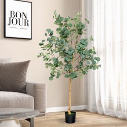 5.5 feet artificial eucalyptus tree with 517 silver dollar leaves – lifelike faux plant for home & office decor