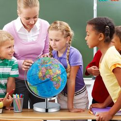 3-in-1 illuminated world globe with stand and 88 constellations, educational night light & constellation map