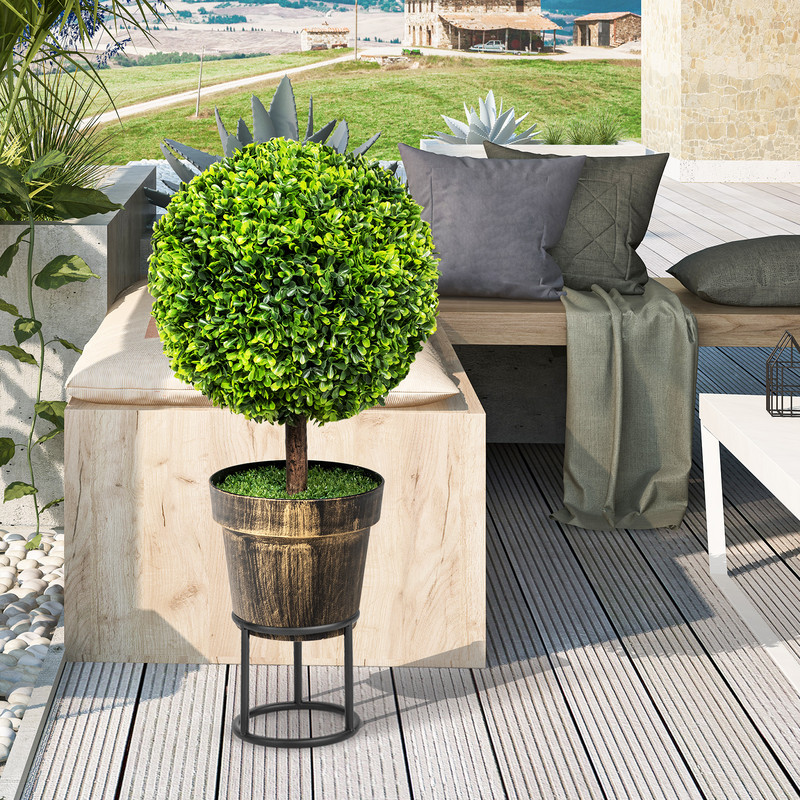 Artificial Ball Tree Set of 2 – Natural Look, Water & UV Resistant for Indoor/Outdoor Decor