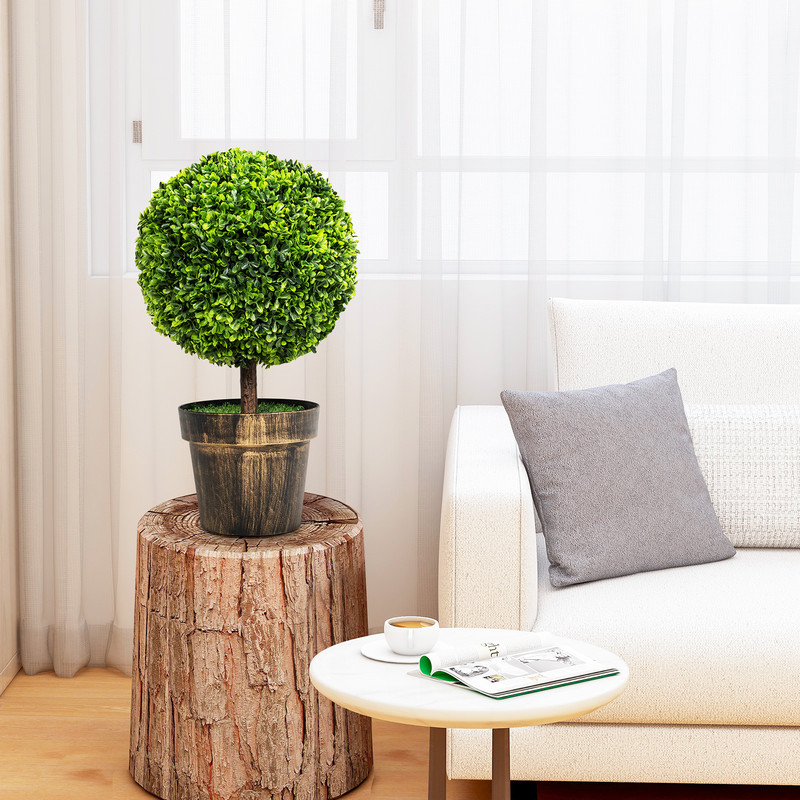 Artificial Ball Tree Set of 2 – Natural Look, Water & UV Resistant for Indoor/Outdoor Decor