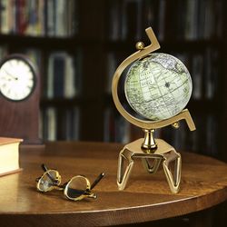 educational geographic 5/8/10 inch world globe with triangle metal stand – antique-style rotating globe for home & class