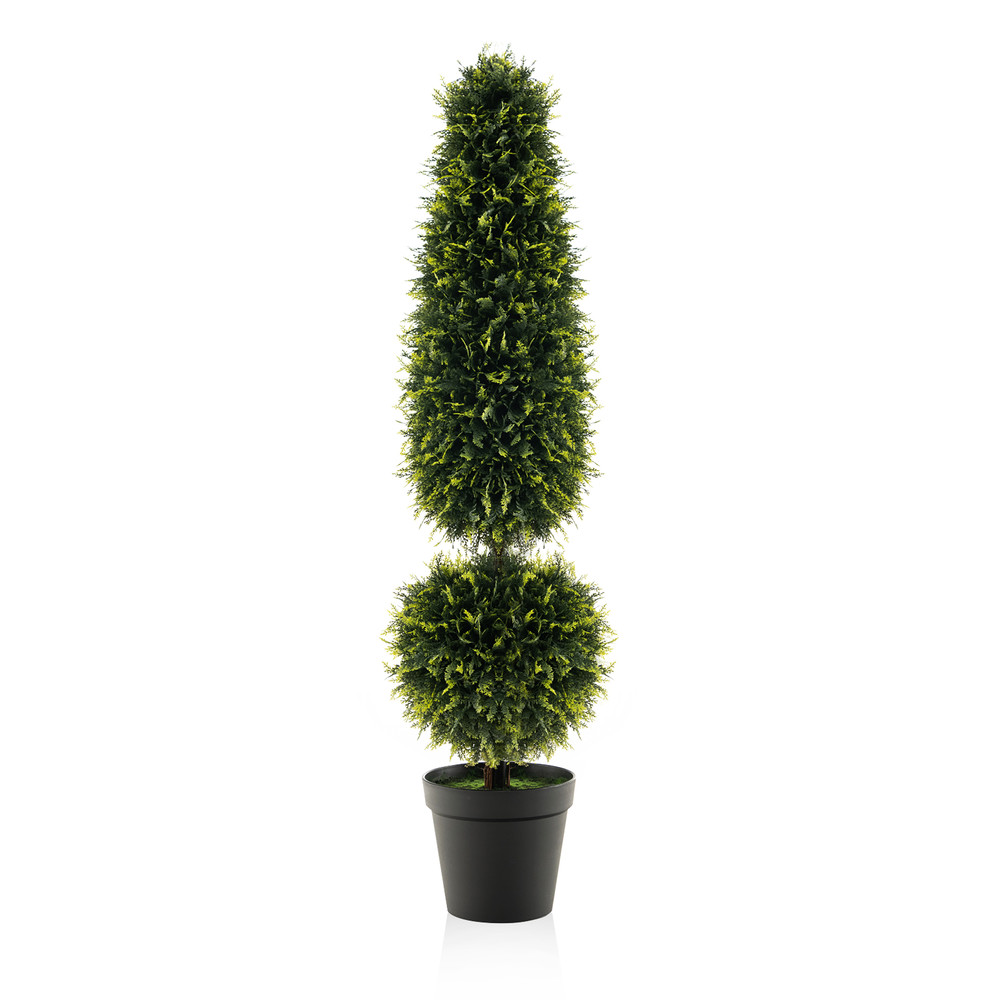 4 Feet Artificial Boxwood Topiary Tree with Natural Vines & PE Leaves – UV-Resistant Outdoor/Indoor Faux Plant