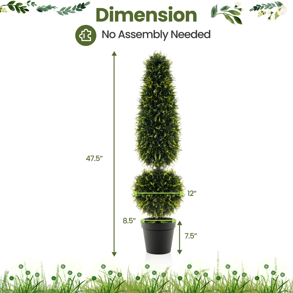 4 Feet Artificial Boxwood Topiary Tree with Natural Vines & PE Leaves – UV-Resistant Outdoor/Indoor Faux Plant