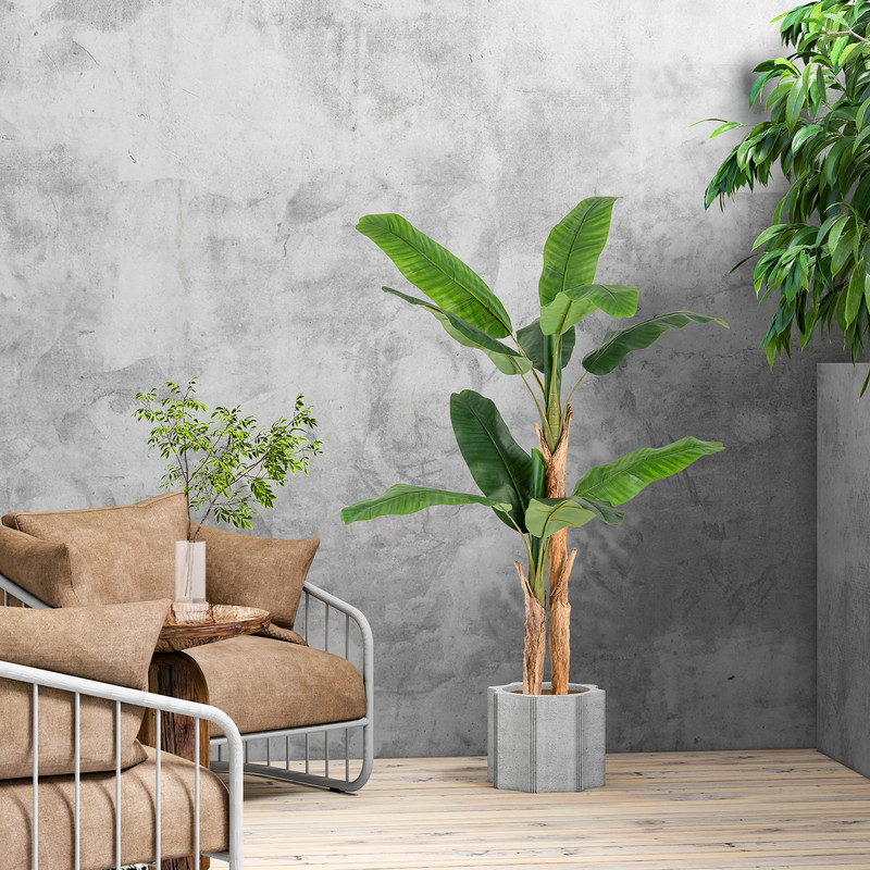 5.5/6.5 Feet Tall Artificial Banana Tree with 10/27 Large Leaves, Realistic Indoor/Outdoor Decor