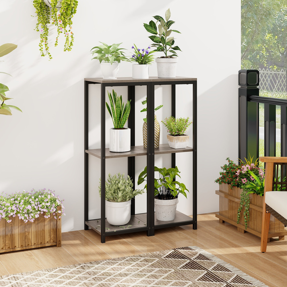 3 Tier Tall Metal Plant Stand Corner Plant Holder with Anti Tipping Device Sturdy & Space Saving Display Shelf