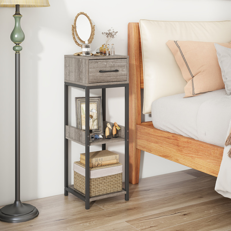 3 Tier Tall Plant Stand with Drawer & Anti-Tipping Devices Sturdy Metal Display Shelf for Indoor Plants