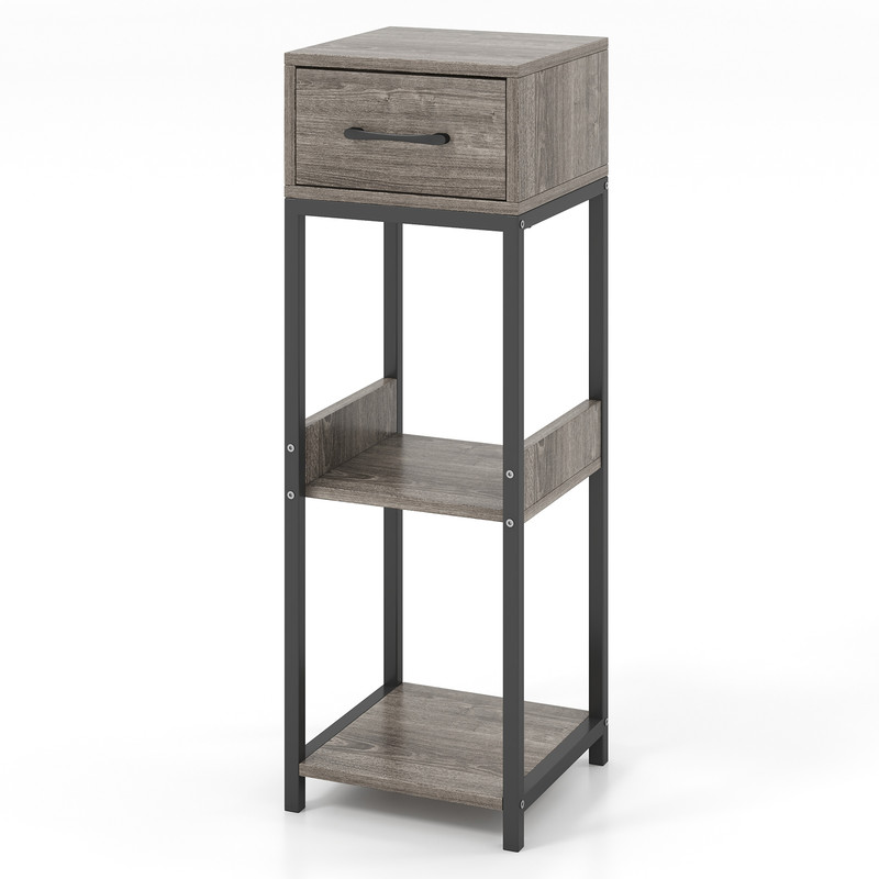 3 Tier Tall Plant Stand with Drawer & Anti-Tipping Devices Sturdy Metal Display Shelf for Indoor Plants