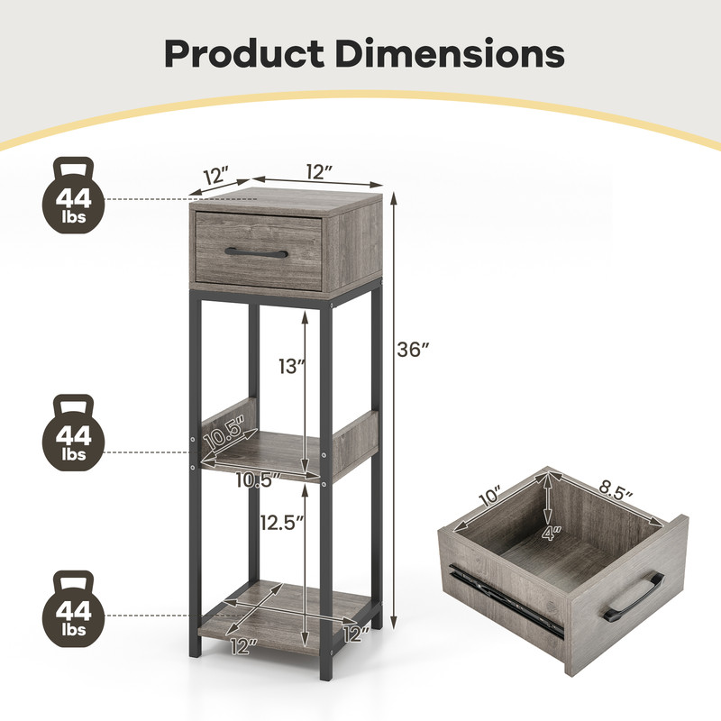 3 Tier Tall Plant Stand with Drawer & Anti-Tipping Devices Sturdy Metal Display Shelf for Indoor Plants