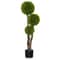 4 FT Artificial Boxwood Topiary Ball Tree in Weighted Pot with Triple Ball, Realistic & Low-Maintenance