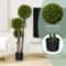 4 FT Artificial Boxwood Topiary Ball Tree in Weighted Pot with Triple Ball, Realistic & Low-Maintenance