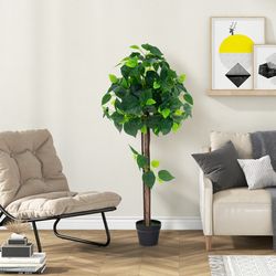 45 inches artificial hydrangea tree with real wood trunk & realistic hydrangea leaves, lifelike home decor