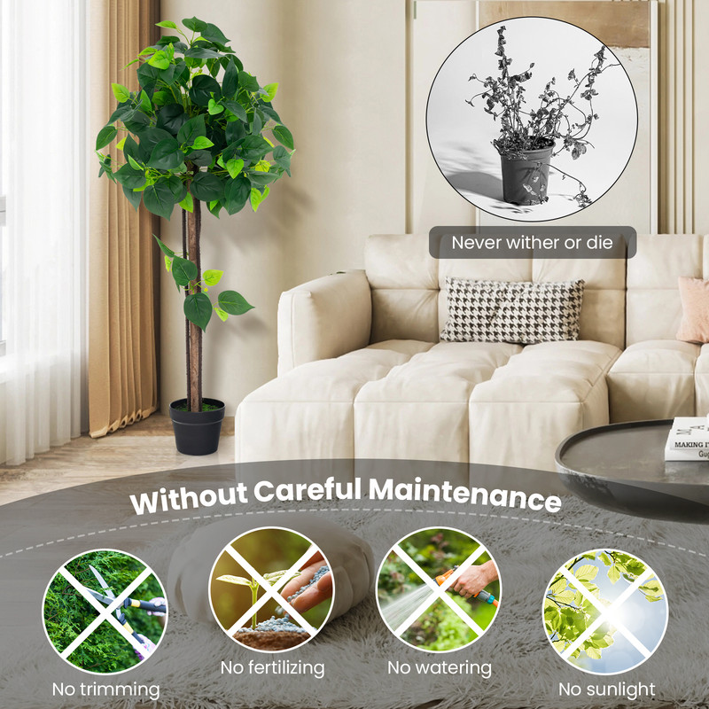 45 Inches Artificial Hydrangea Tree With Real Wood Trunk Realistic Hydrangea Leaves Lifelike Home 7