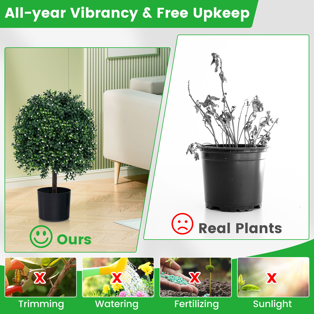 Artificial Boxwood Topiary Ball Tree Faux Bushes Ball Plants With UV Rated Leaves For Indoor Outdo 7
