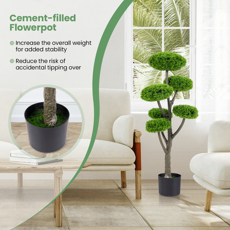 6 Ball Artificial Cypress Topiary Ball Tree With Weighted Pot For Porch Realistic IndoorOutdoor Dec 7