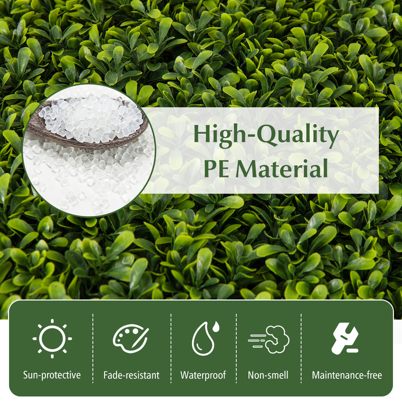 12-Piece 20" x 20" Artificial Hedge Boxwood Panels, Realistic Privacy Fence & Wall Decor