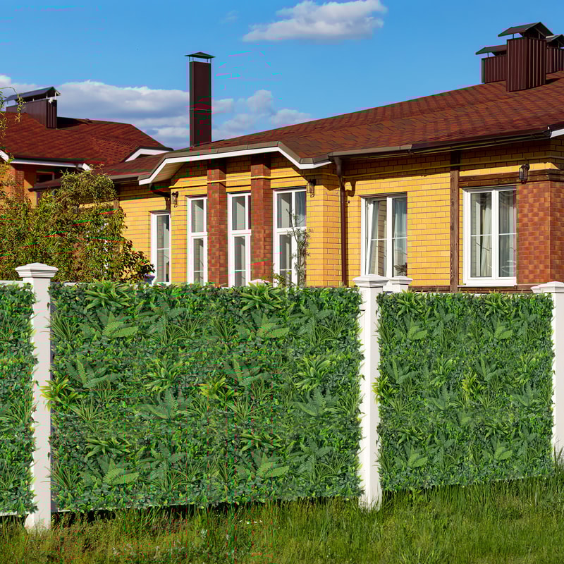 Artificial Hedge Boxwood Panel Faux Green Wall Panels With Diverse Leaves For Home Garden Wedding 2