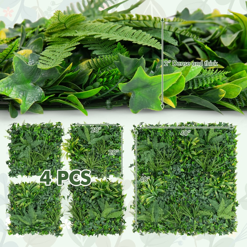 Artificial Hedge Boxwood Panel Faux Green Wall Panels With Diverse Leaves For Home Garden Wedding 3