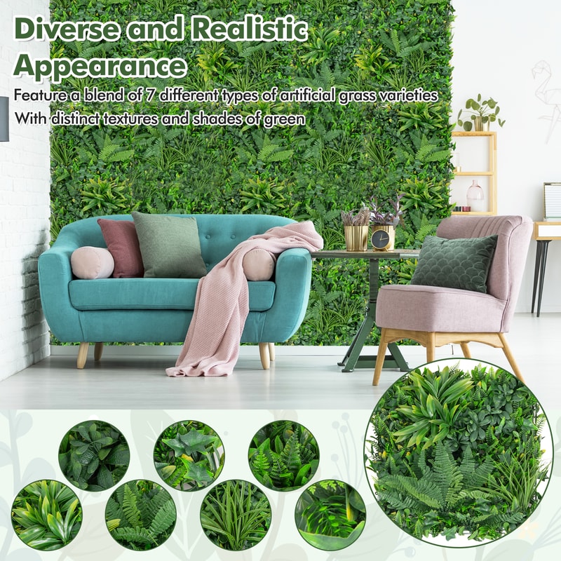 Artificial Hedge Boxwood Panel Faux Green Wall Panels With Diverse Leaves For Home Garden Wedding 4