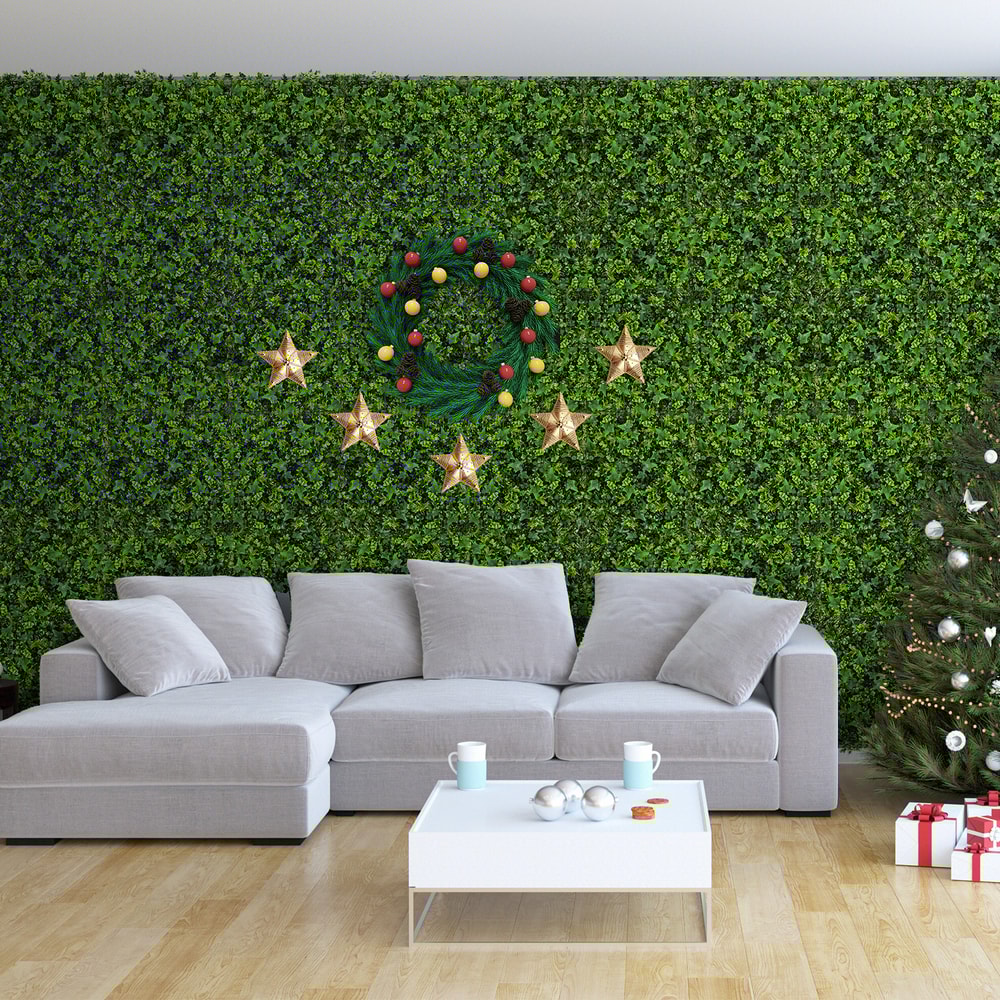 Artificial Greenery Foliage Panels With Insertable Branches Lush Faux Hedge Wall For Indoor Outdoor 2