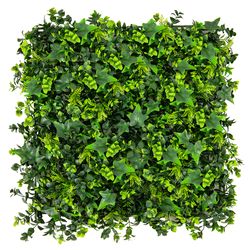 artificial greenery foliage panels with insertable branches, lush faux hedge wall for indoor, outdoor & privacy use