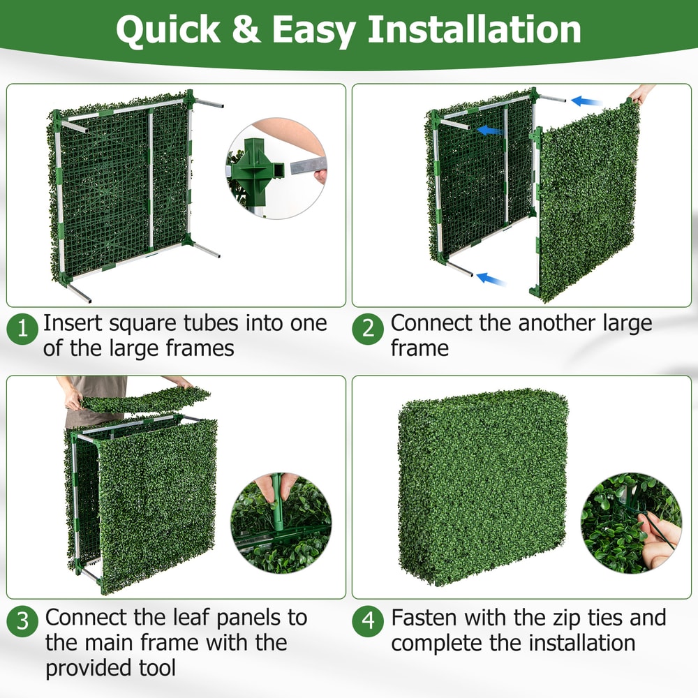 Artificial Hedge Wall Faux Greenery Room Divider Decorative Privacy Screen Fence For Indoor Outdoor 5