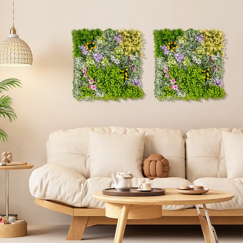 20" x 20" 3D Hanging Succulents – 10 Types Mixed Faux Plants for Balcony, Home & Office Decor