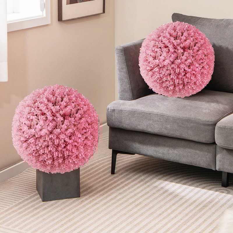 Faux Eucalyptus Decorative Balls With Layers Leaves Lush UV Resistant Artificial Topiary Orbs For I 2