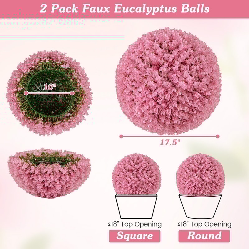Faux Eucalyptus Decorative Balls With Layers Leaves Lush UV Resistant Artificial Topiary Orbs For I 7