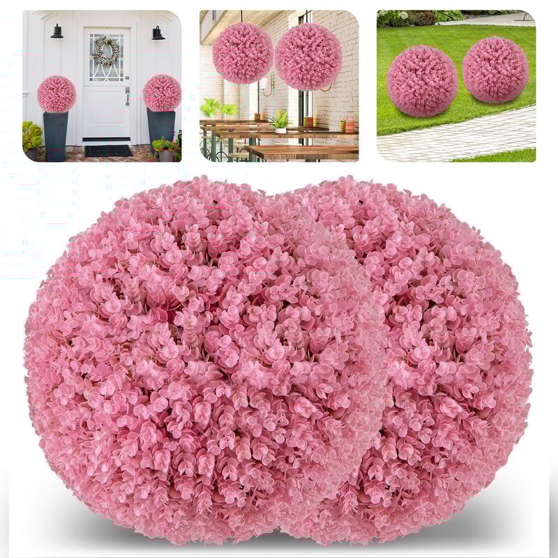 Faux Eucalyptus Decorative Balls With Layers Leaves Lush UV Resistant Artificial Topiary Orbs For I 4