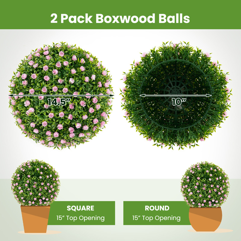 Artificial Plant Topiary Balls Realistic Faux Decorative Balls With Pink Flowers For Home Wedding P 7