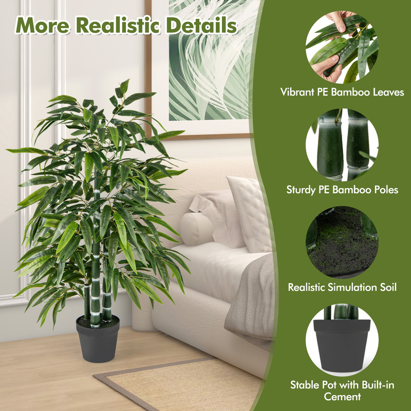 Realistic Fake Bamboo Leave Tree With PE Bamboo Trunk Indoor  Outdoor Faux Greenery Plant Decor For 6
