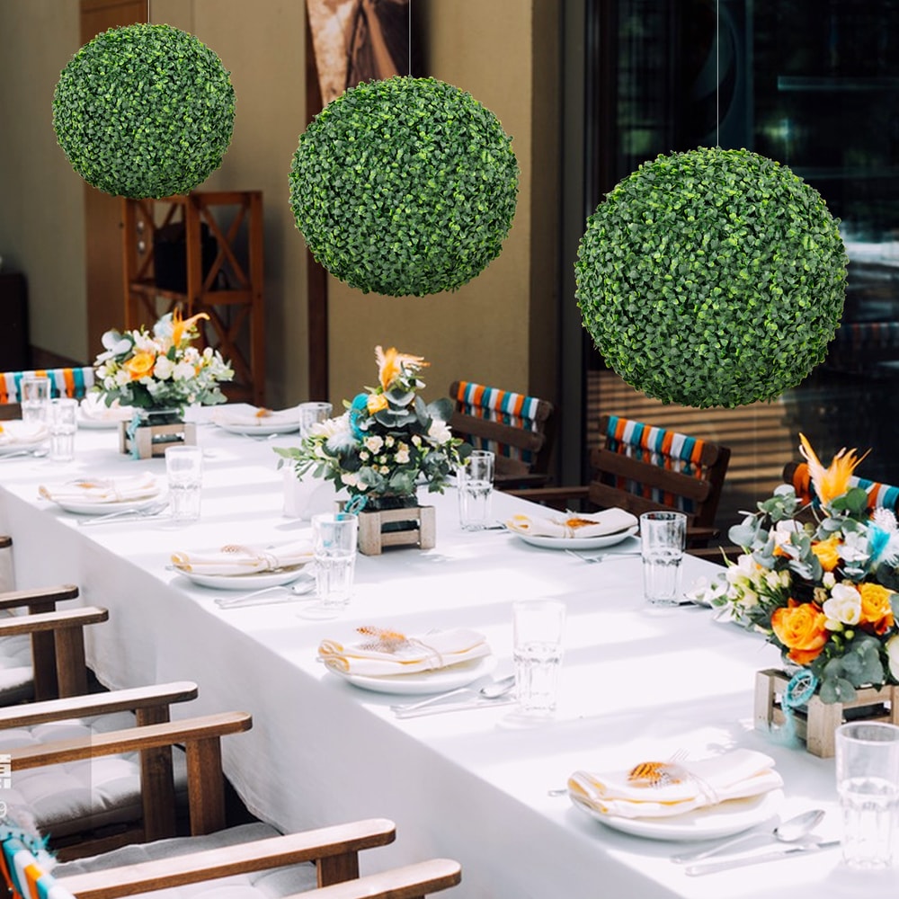 Artificial Plant Boxwood Topiary Ball For Patio Garden Front Door Balcony Backyard Decor UV Resist 1