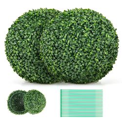 artificial plant boxwood topiary ball for patio, garden, front door, balcony & backyard decor, uv resistant faux green